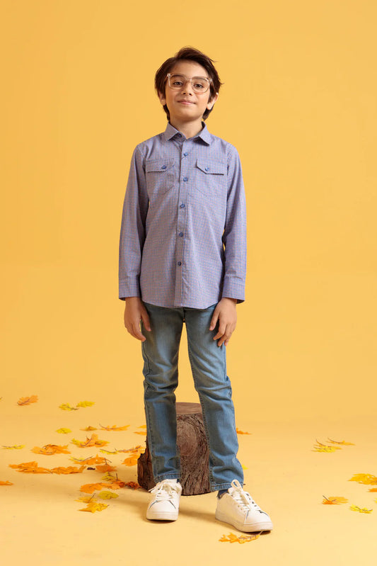 Boys’ Blue Full Sleeve Casual Shirt