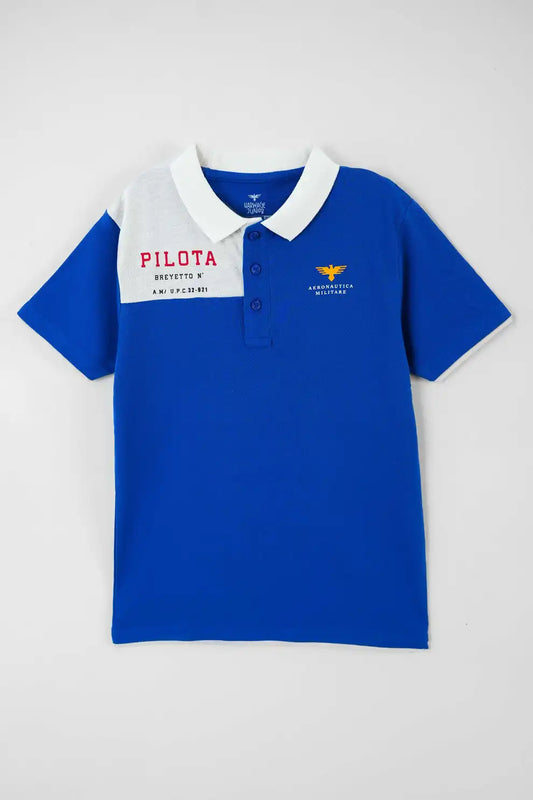 Boys’ Blue Regular Fit Piqué Polo Shirt