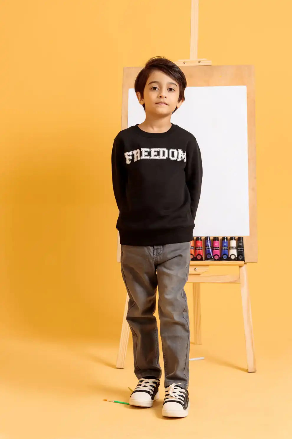 Boys’ Embroidered Sweatshirt – Black