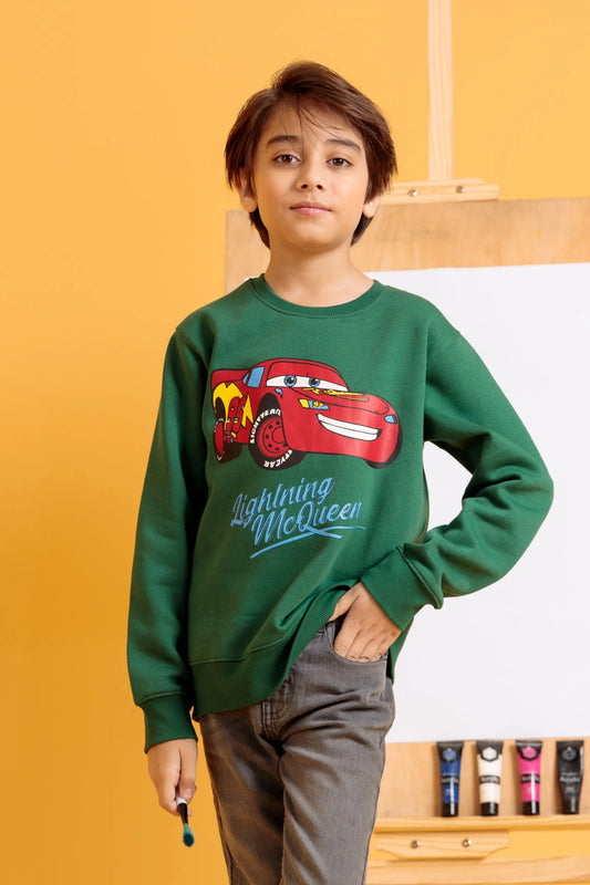 Boys’ Screen Print Sweatshirt in Evergreen