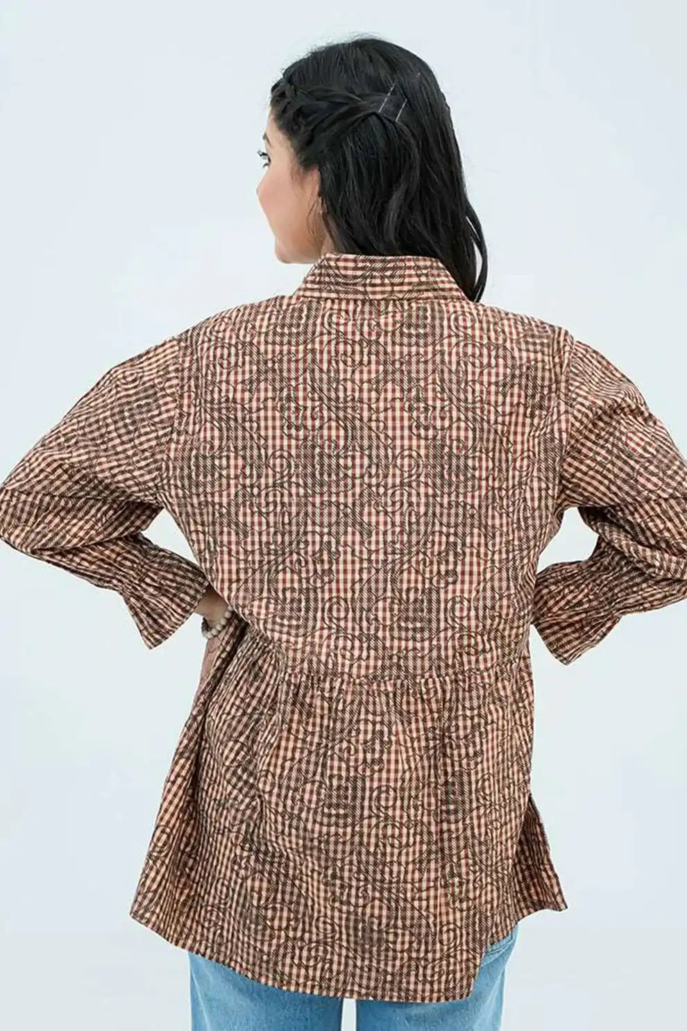 Brown Checkered Printed Shirt