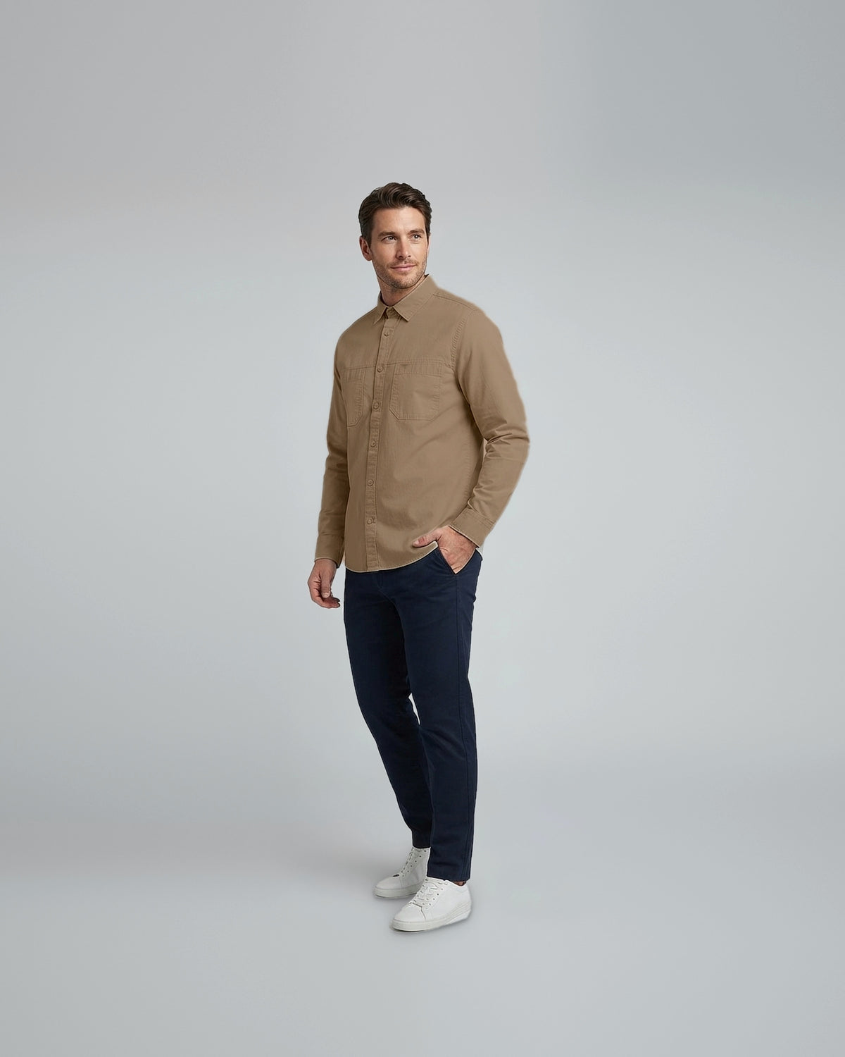 Men's Brown Tint Cotton-Lycra Shirt