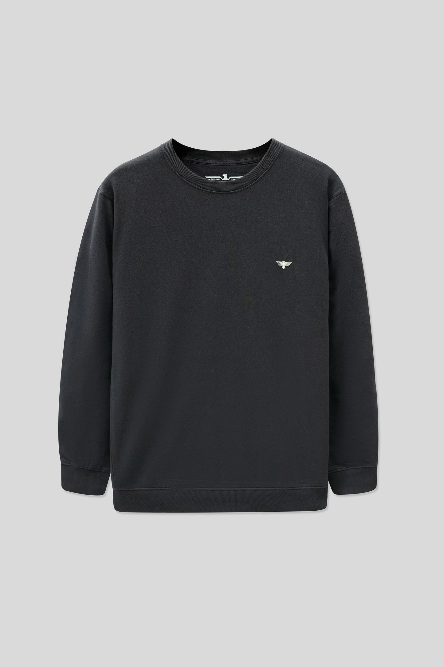 Charcoal Melange Sweatshirt with crewneck design and long sleeves