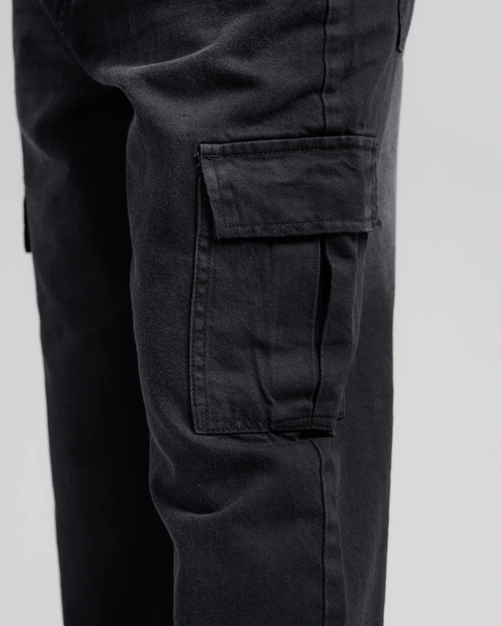 Charcoal loose fit jeans close up