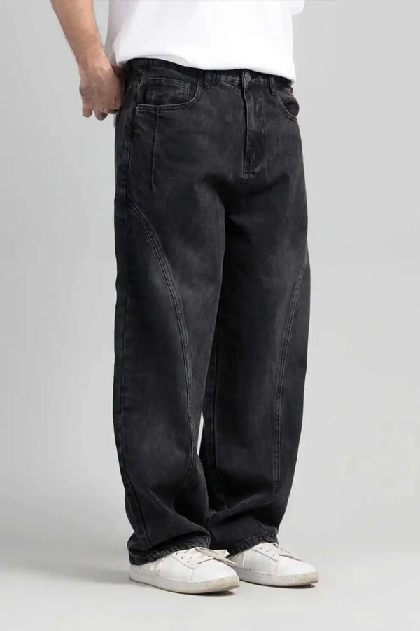 Men Skater Fit Cut & Sewn Jeans - Charcoal