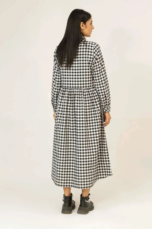 Checkered Woven Long Dress