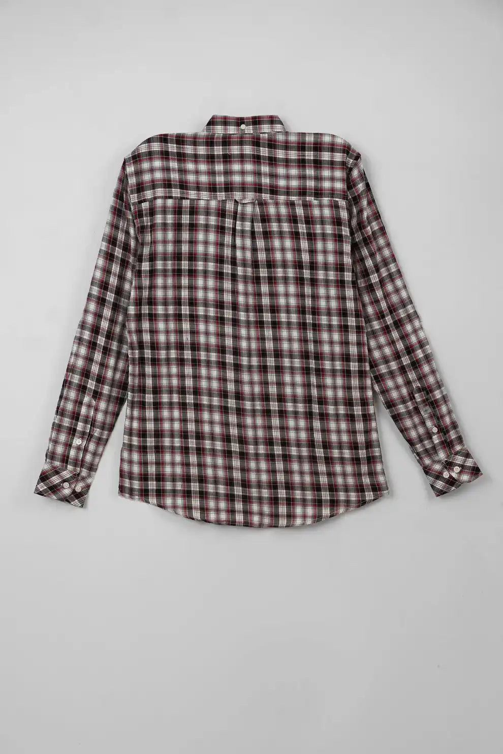 Checkered shirt back view with long sleeves