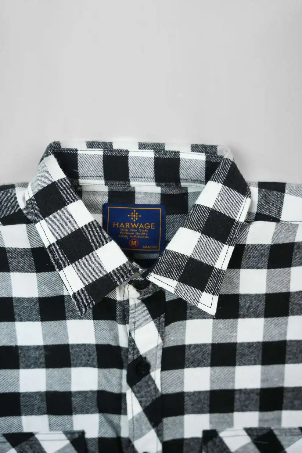 Black and white checkered shirt with Harwage label