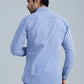 Classic Casual Blue Shirt back view showing full sleeve check pattern fit
