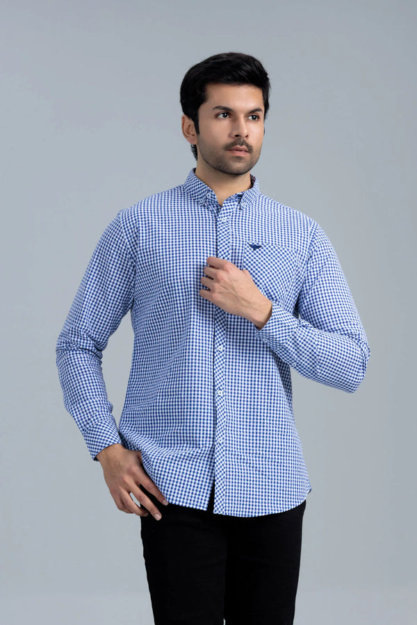 Men’s Classic Casual Shirt - Blue & White
