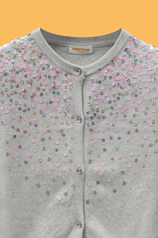 Classic junior girls' R-neck wool cardigan