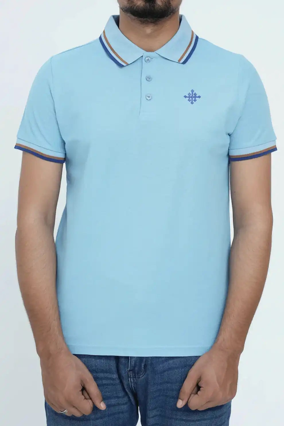 Men’s clear sky contrast tipping polo shirt