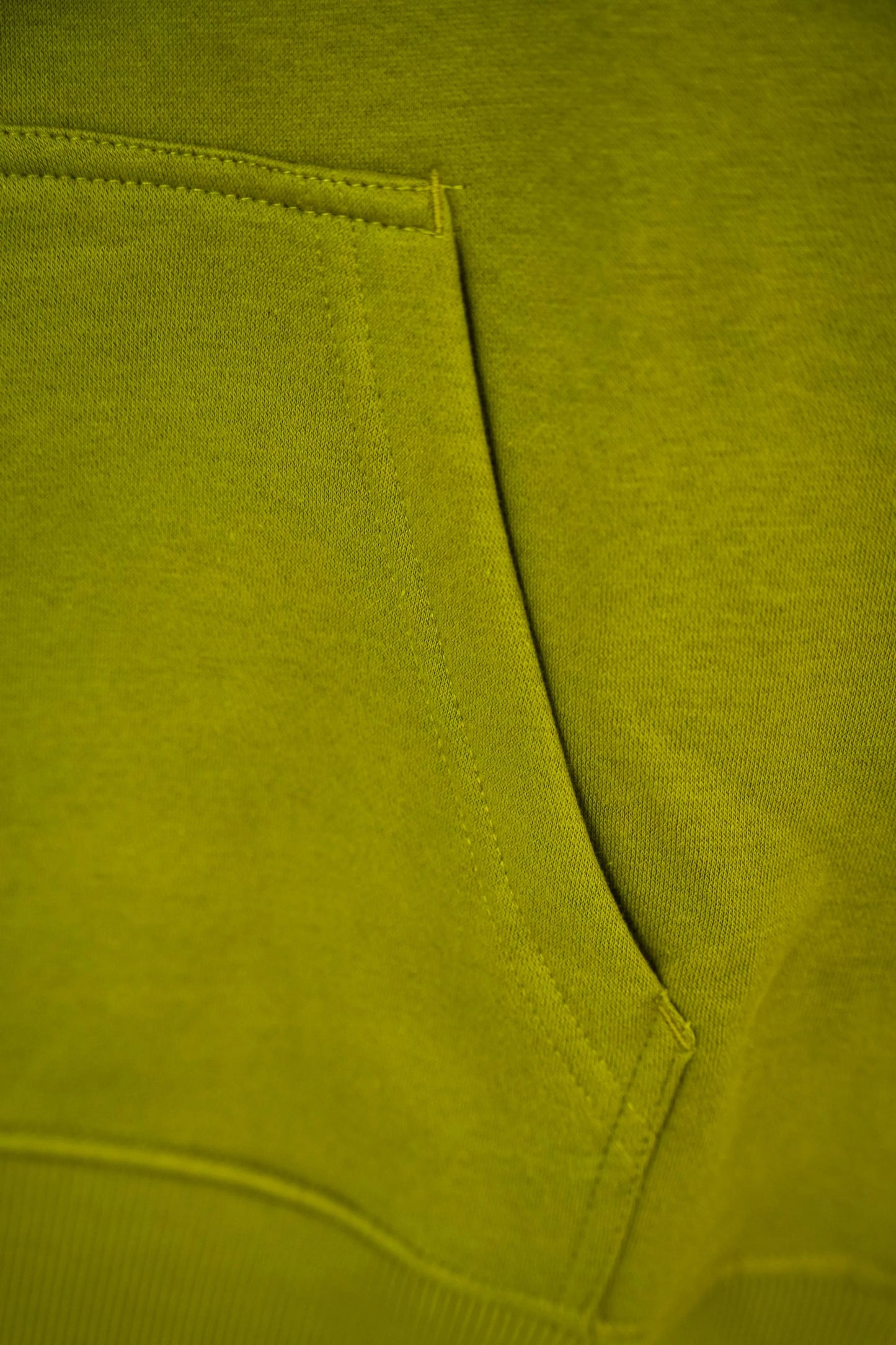 Close-up of a green fabric with a pocket