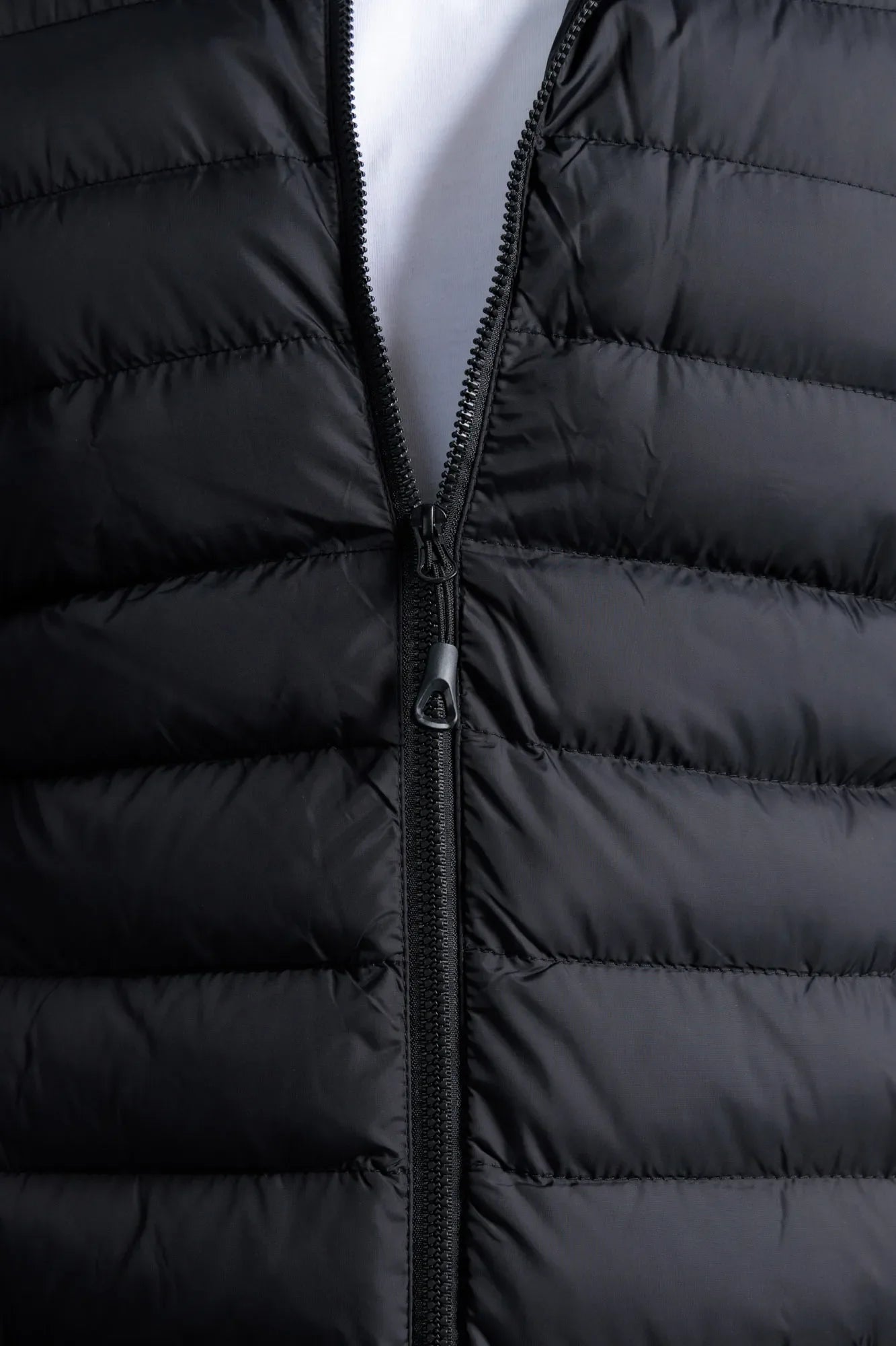 Close-up view of Black Men’s Puffer Jacket