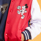Close up of a little boy's baseball jacket design and fabric