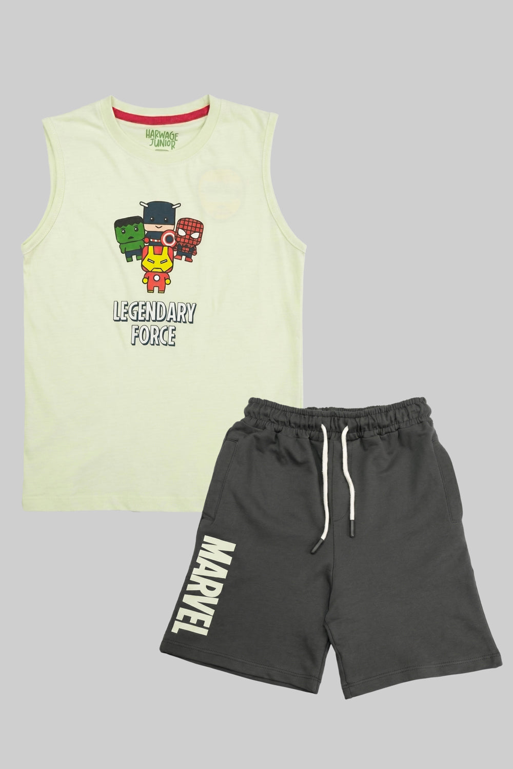 Little Kids Sleeveless Vest CO-ORD Set- Sylvan Green