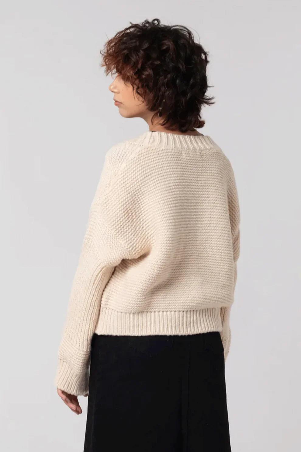 Cream knit cardigan back view