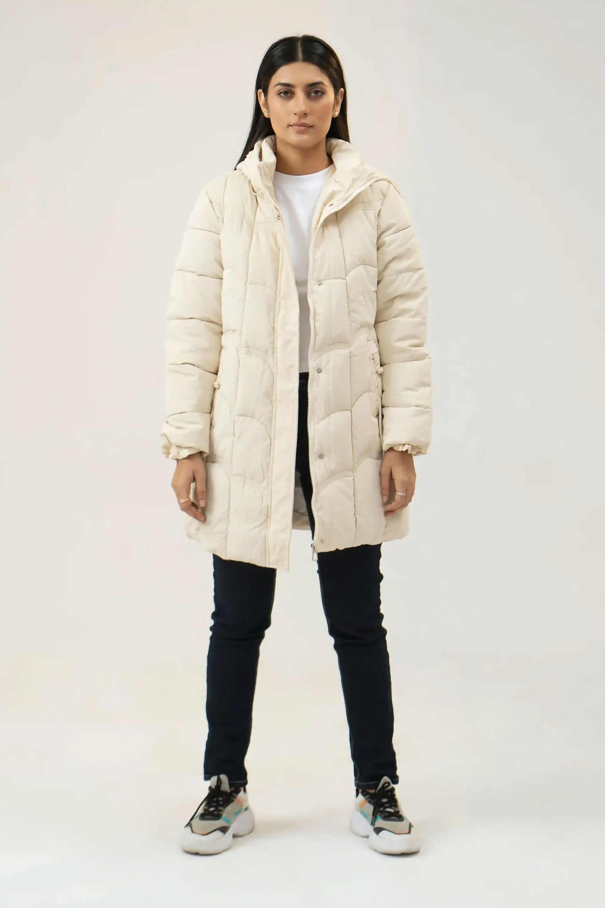 Cream parachute puffer jacket