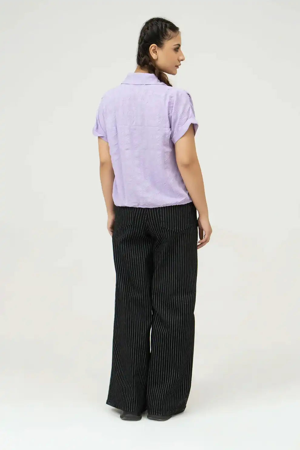 Poplin Super Cropped Shirt with Drawstring Hem