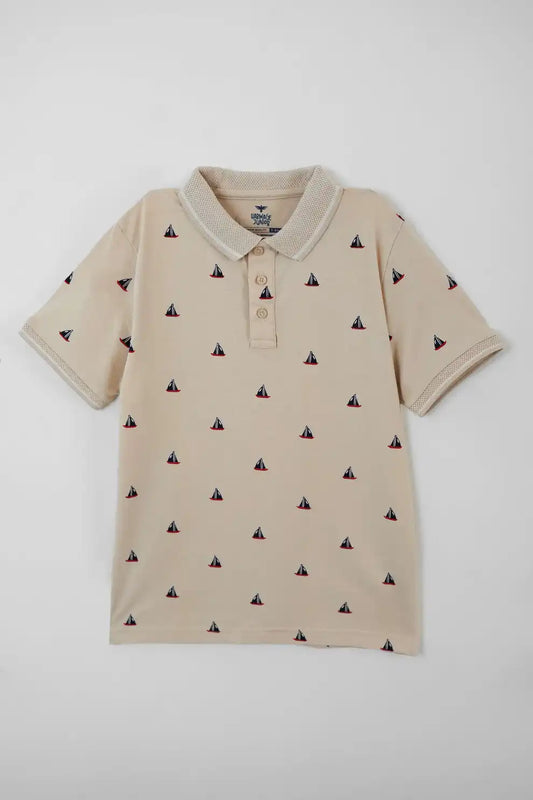 Boys’ Crystal Grey Regular Fit Jersey Polo Shirt