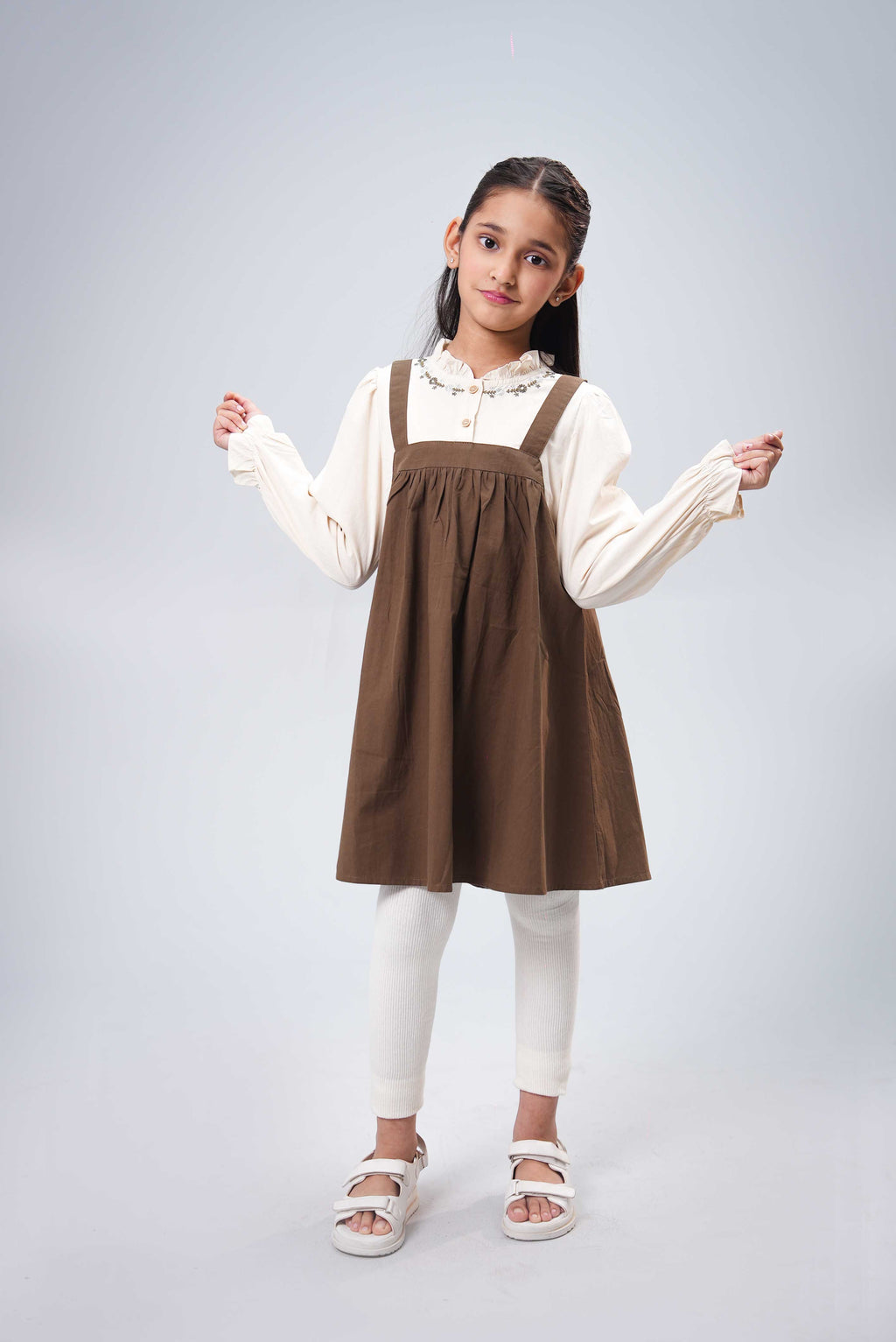 Junior Girls Frock - Dusty Olive