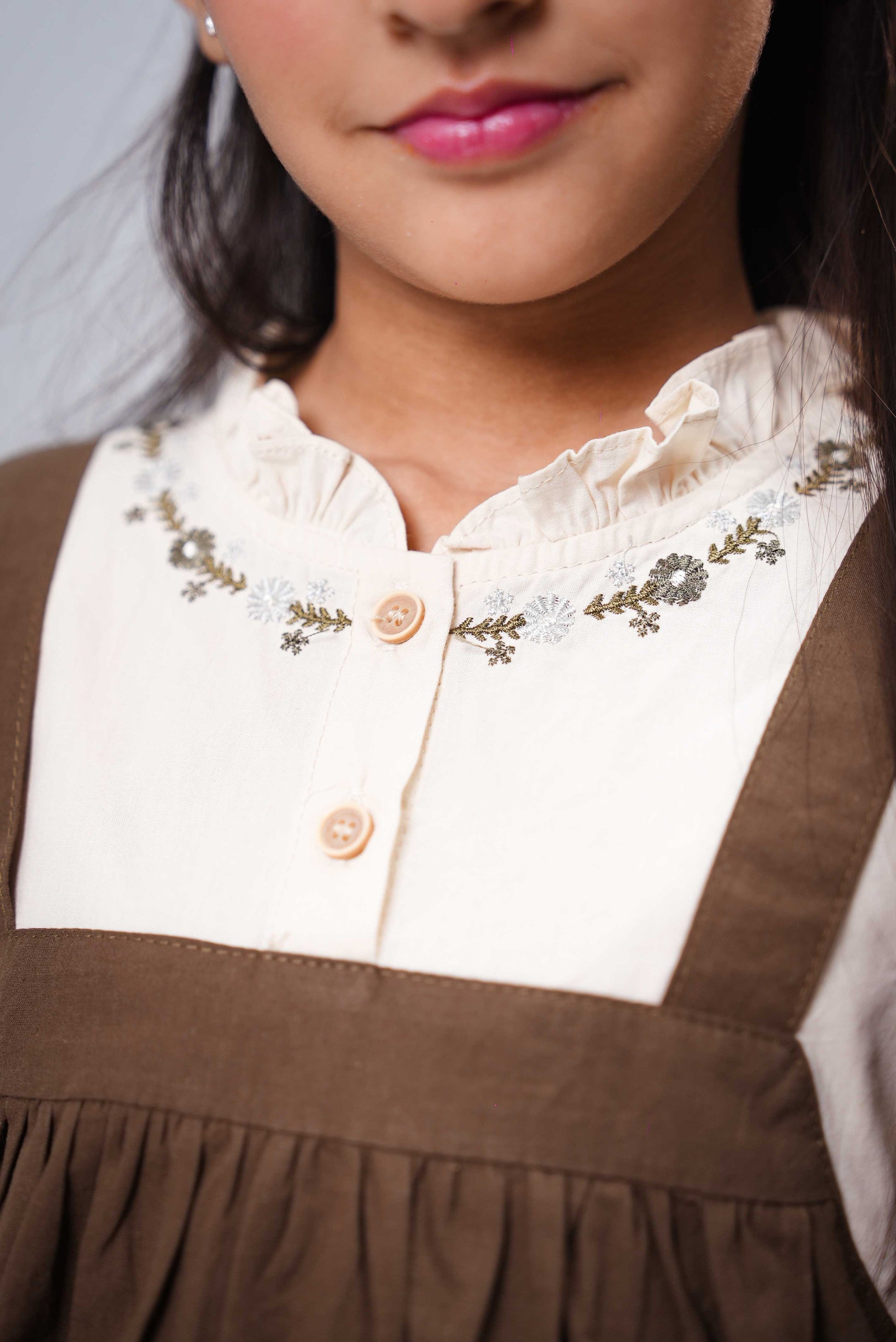 Junior Girls Frock - Dusty Olive