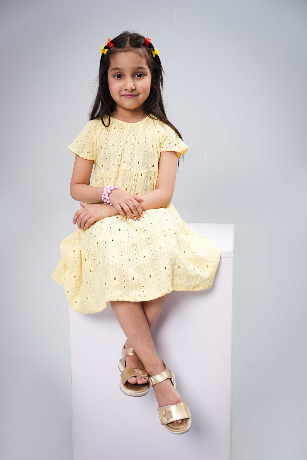 Little Girls Frock - Pastel Yellow