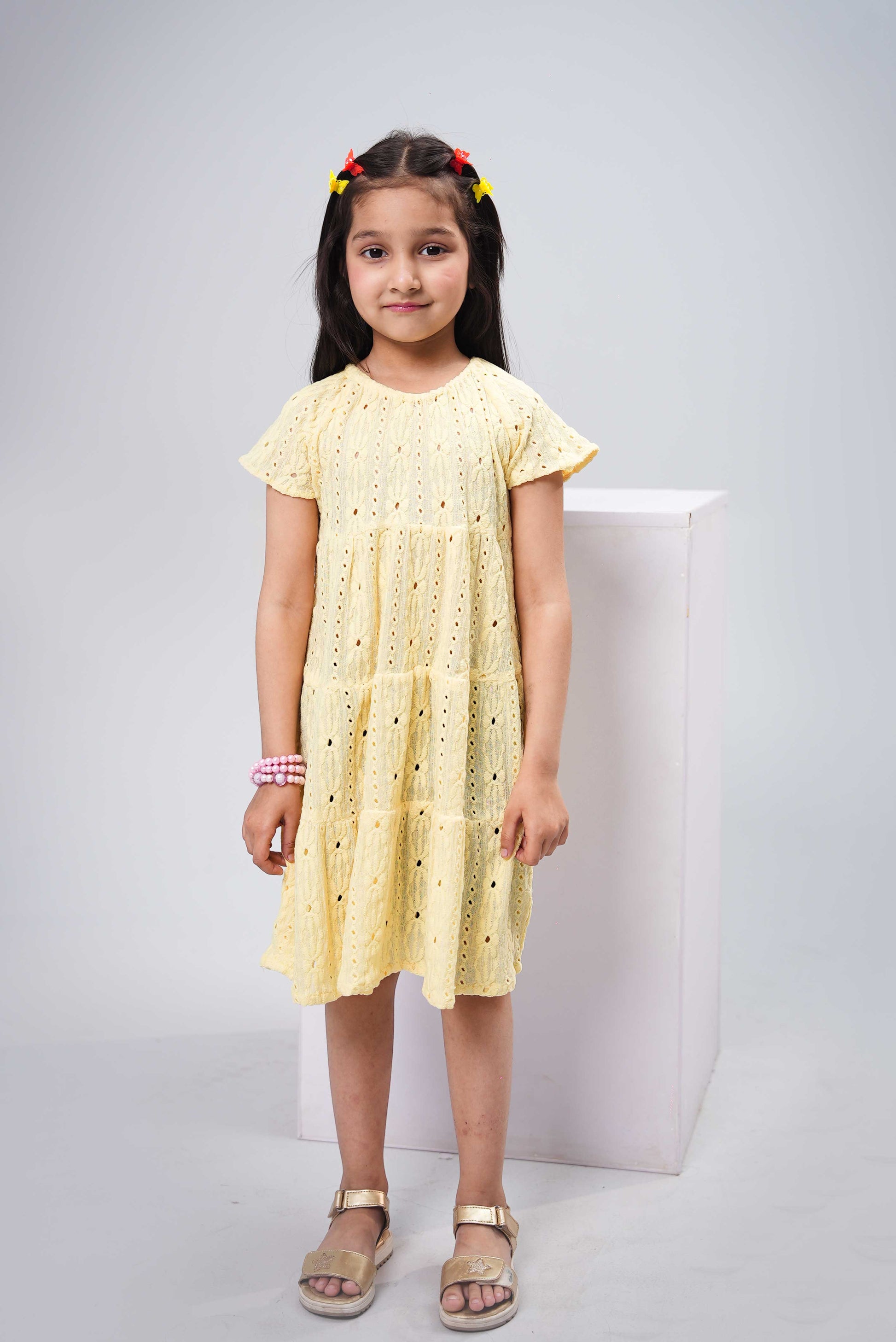 Little Girls Frock - Pastel Yellow
