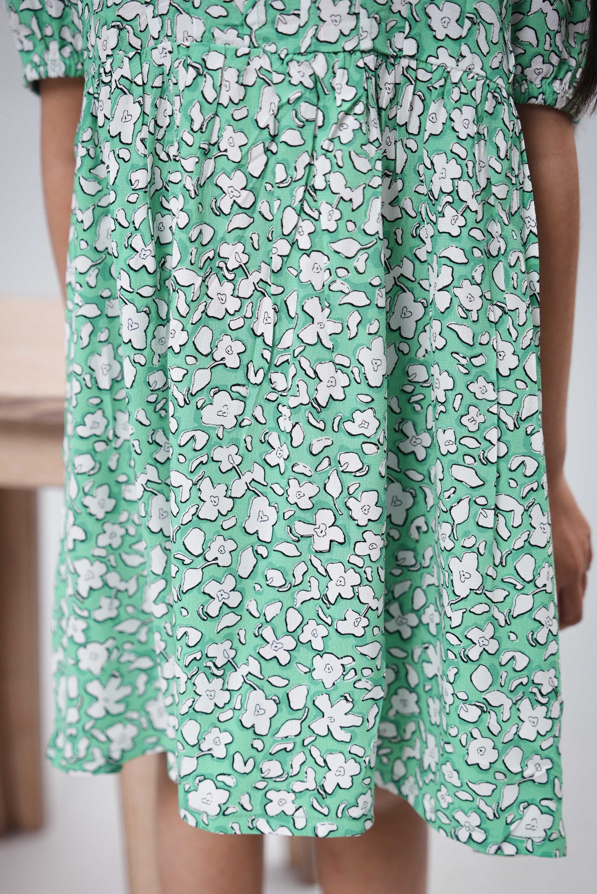 Little Girls Frock - Floral Mint