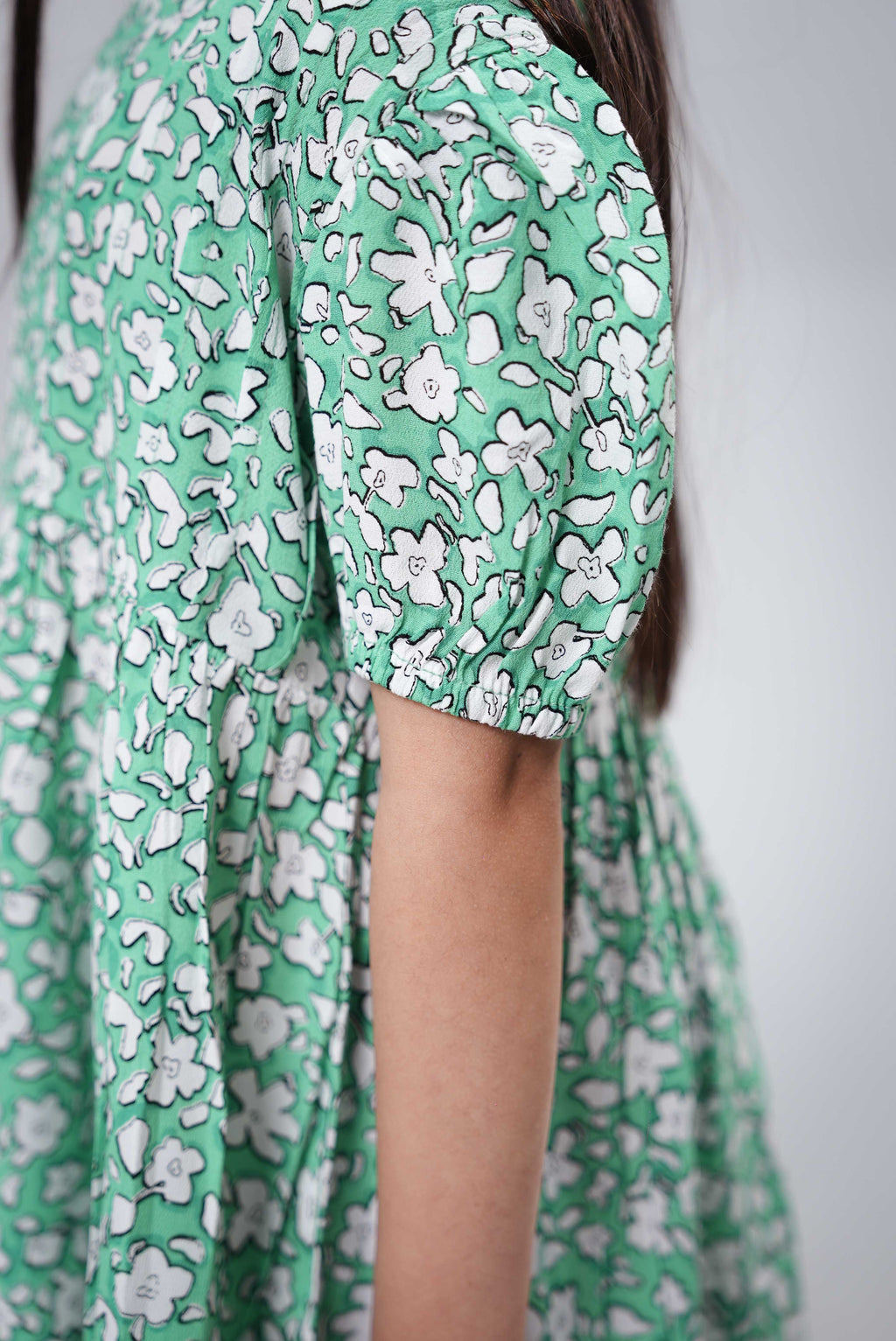 Little Girls Frock - Floral Mint