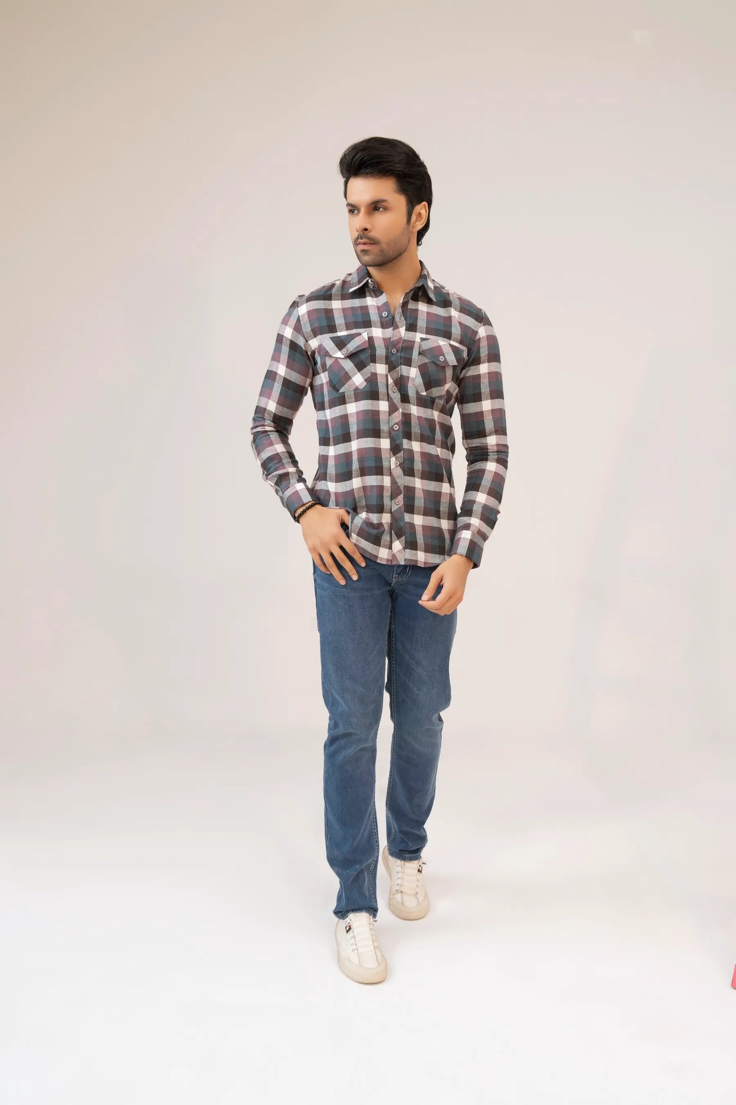 Men Casual Dress Shirt - Checkered - Harwage