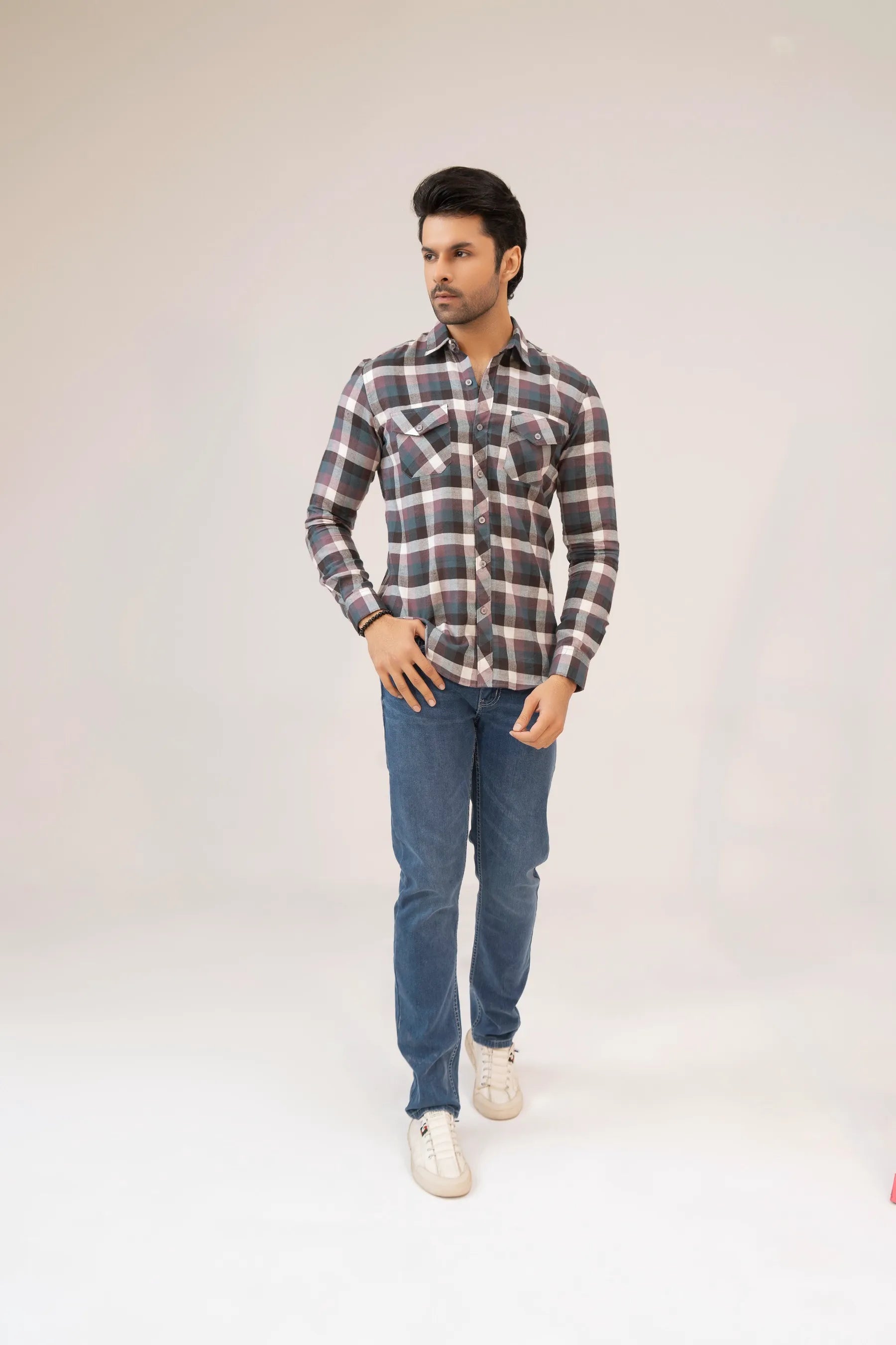 Men Casual Dress Shirt - Checkered - Harwage