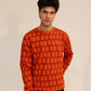 Men Regular Fit Sweatshirt - Red Geometric - Harwage