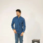 Men Casual Dress Shirt - Blue Checkered - Harwage