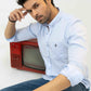 Men Casual Dress Shirt - Clear Sky - Harwage