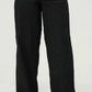 Women Stripped Jeans Wide Leg - Black - Harwage