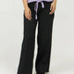 Women Stripped Jeans Wide Leg - Black - Harwage