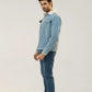 Men Denim Jacket - Blue - Harwage