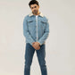 Men Denim Jacket - Blue - Harwage