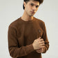 Men Regular Fit Sweatshirt - Brown - Harwage