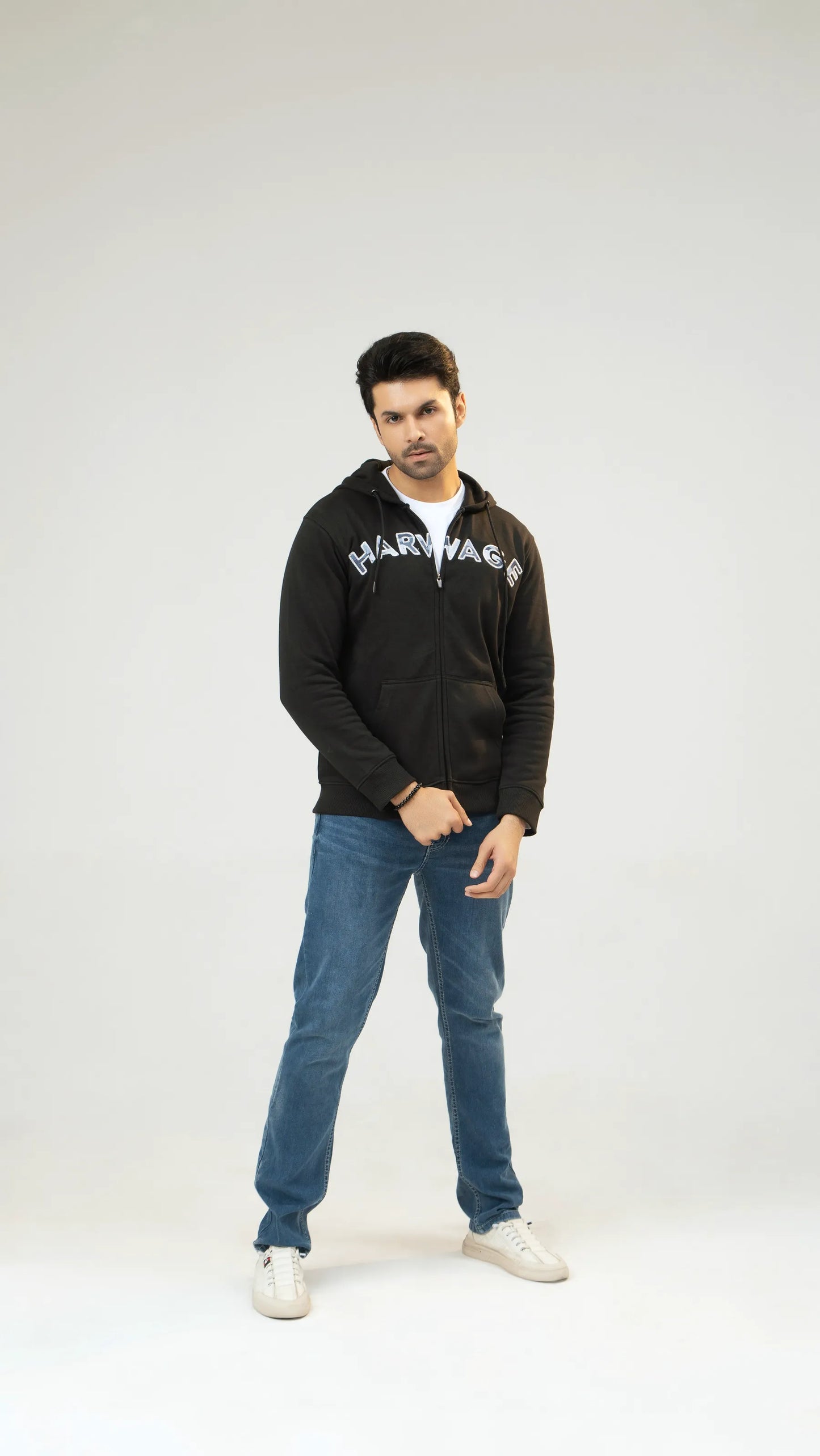 Men Regular Fit Hoodie - Black - Harwage