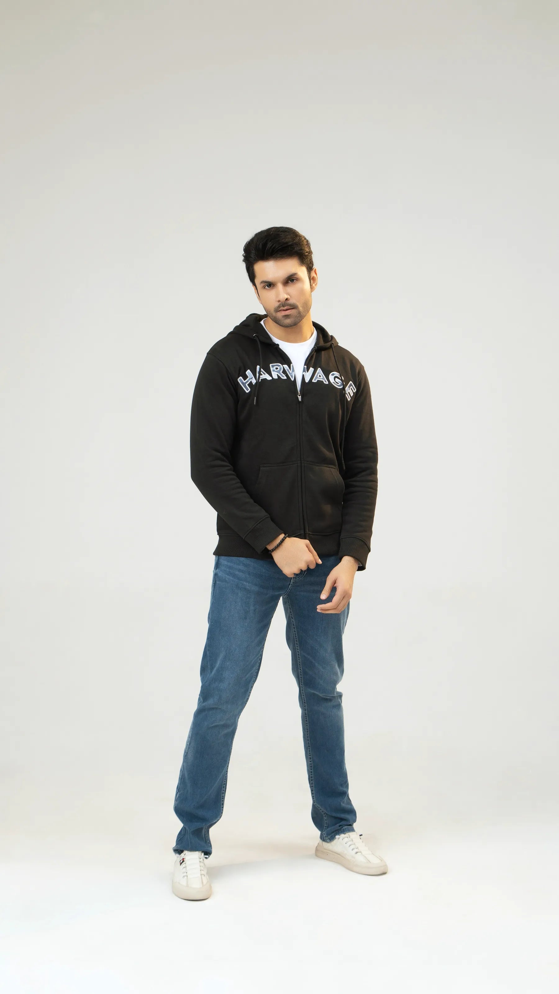 Men Regular Fit Hoodie - Black - Harwage
