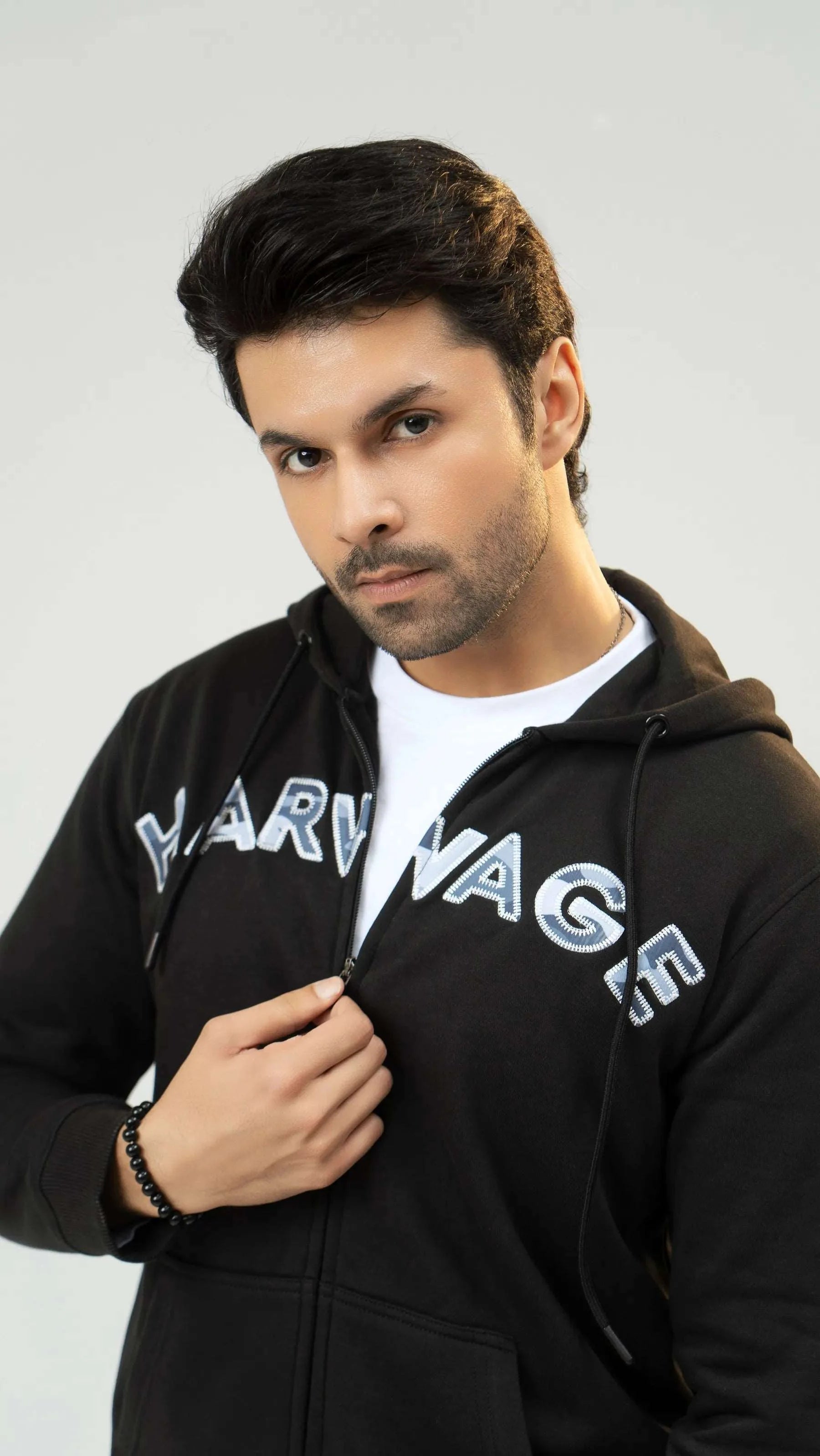 Men Regular Fit Hoodie - Black - Harwage