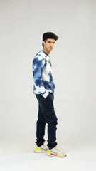 Men Regular Fit Sweatshirt - Blue Tie-Dye Camouflage