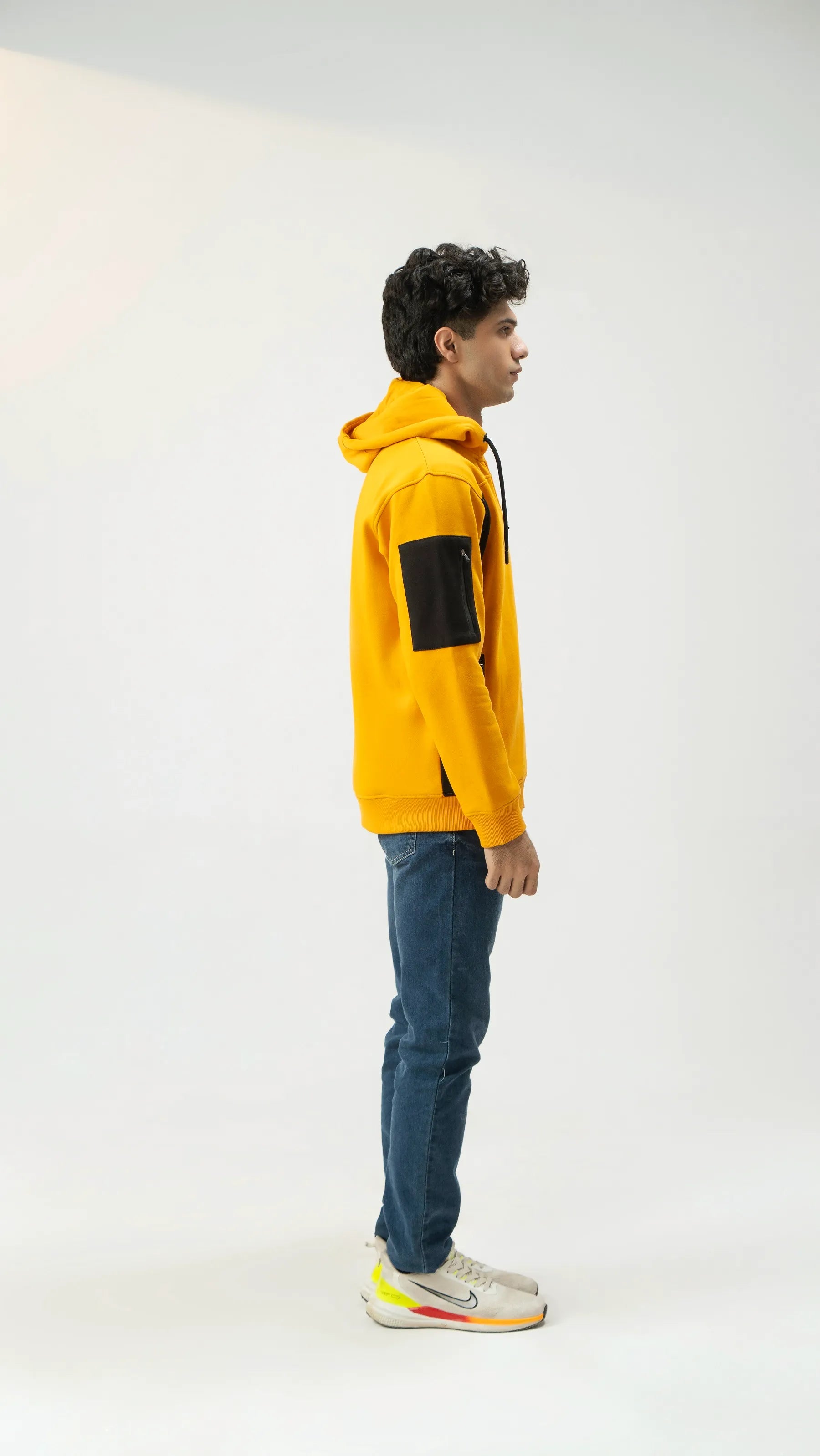 Men Regular Fit Hoodie - Yellow - Harwage