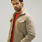 Men Woven Jacket - Beige - Harwage