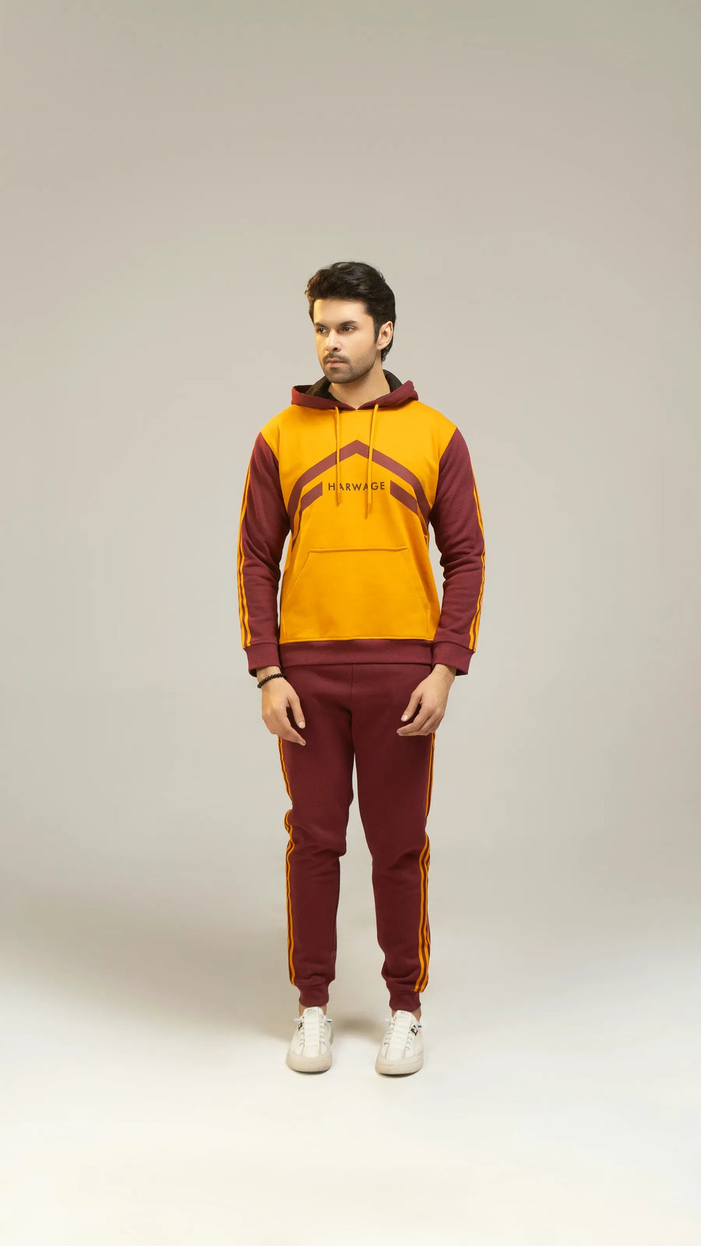 Men Regular Fit Tracksuit - Red/Yellow - Harwage