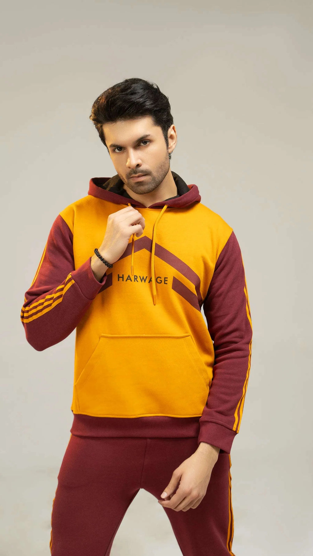 Men Regular Fit Tracksuit - Red/Yellow - Harwage