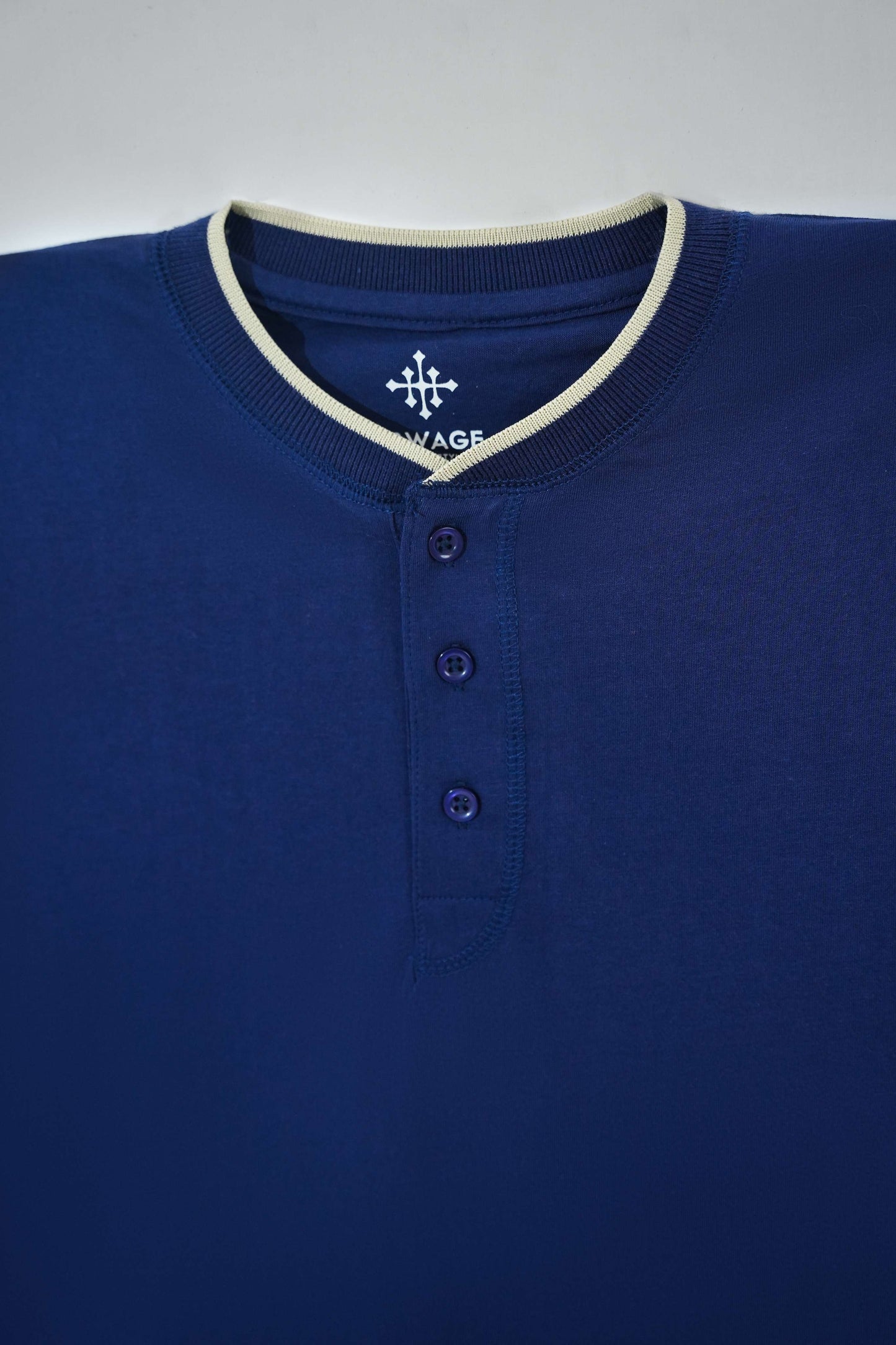 Men Ban Collar Full-Sleeve T-Shirt – Blue