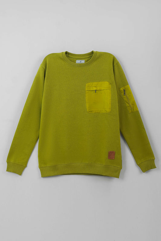 Men Regular Fit Sweatshirt – Olive Green